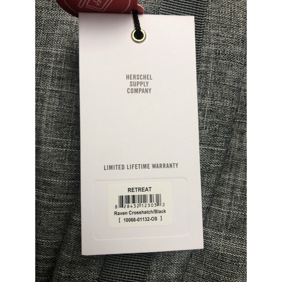 Herschel Supply Co. Retreat Backpack Gray Black Raven CrossHatch New - Picture 7 of 8